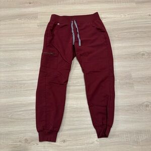 Figs Burgundy Jogger Scrub Pants - Small Petite